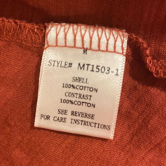 Oli & Hali 100% boho cotton relaxed fit puff sleeves brick red color size M - Picture 7 of 10